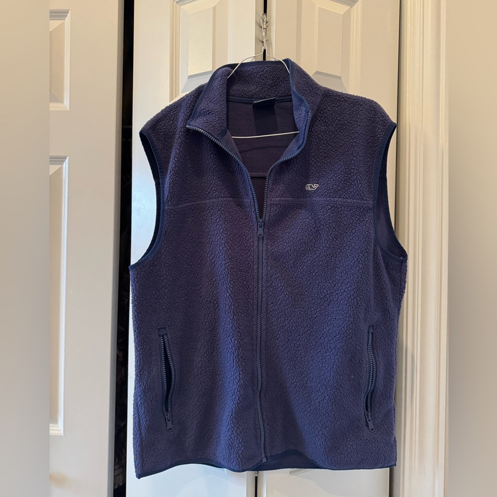Navy Blue Sherpa Fleece Vest